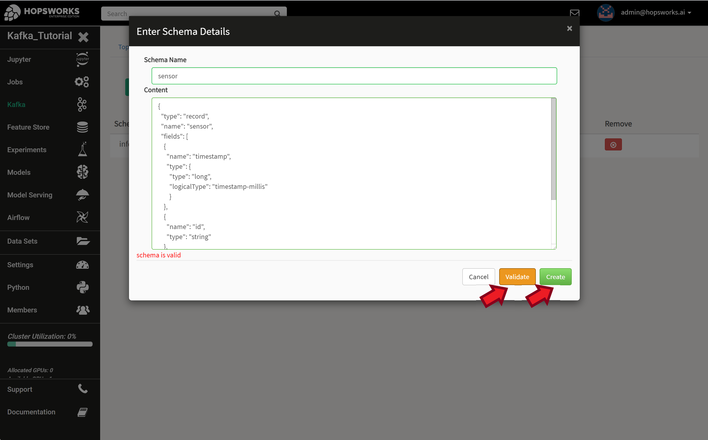 Registring a new Avro schema